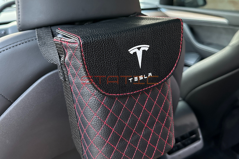 Leather Back Seat Trash Can